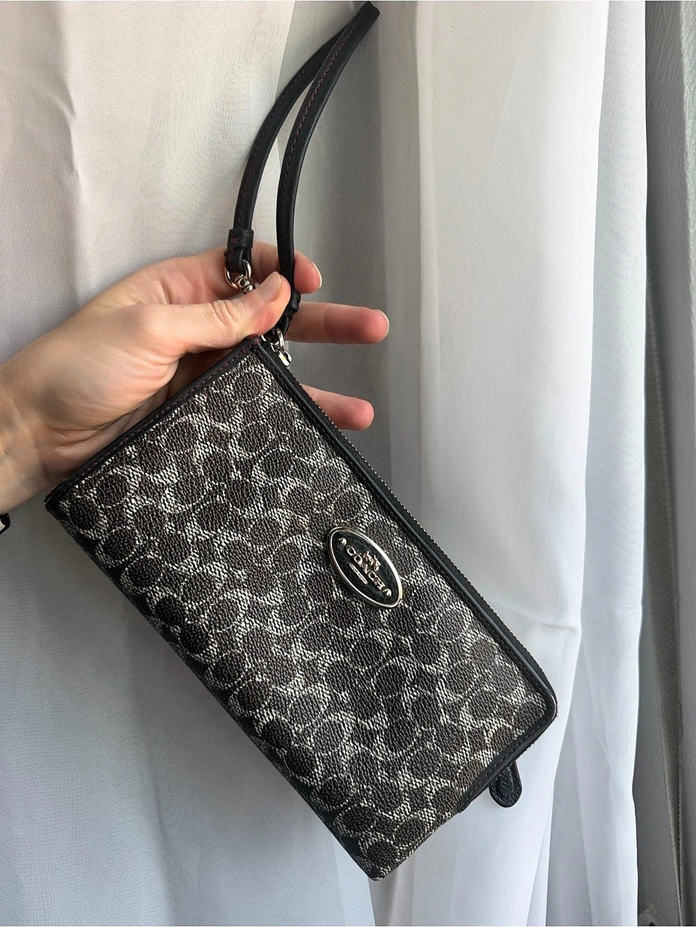 Coach Signature Double Zip Wristlet Double Zip Wristlet Brown & Black